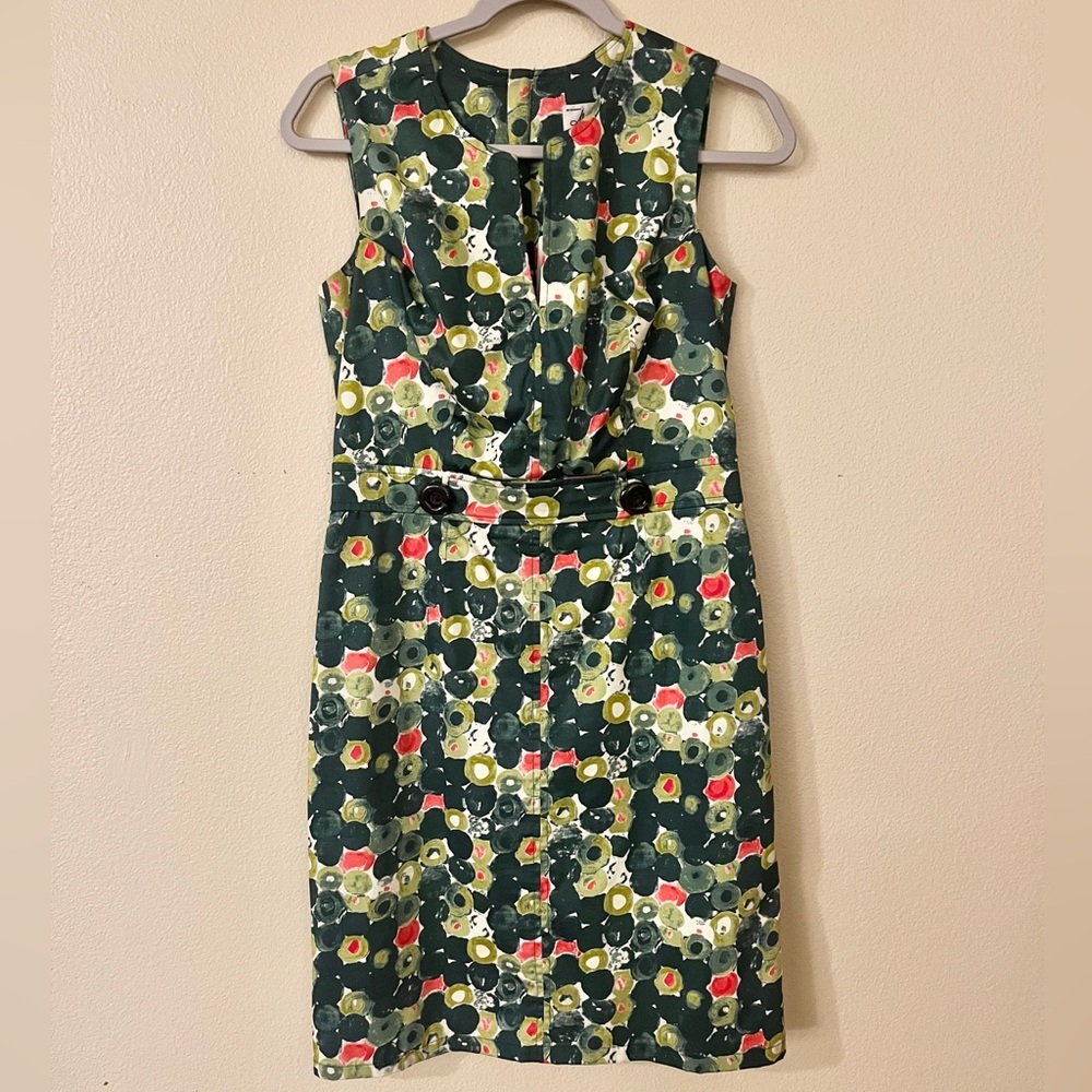Milly of New York Green Yellow Coral Sheath Dress